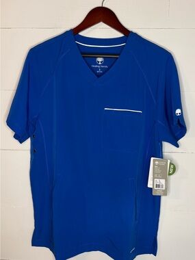 Healing Hands Royal Blue Steven V-Neck 3 pocket Scrub Top Size S